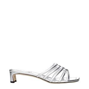 Jimmy Choo Leather Flat Sandals Women Gray